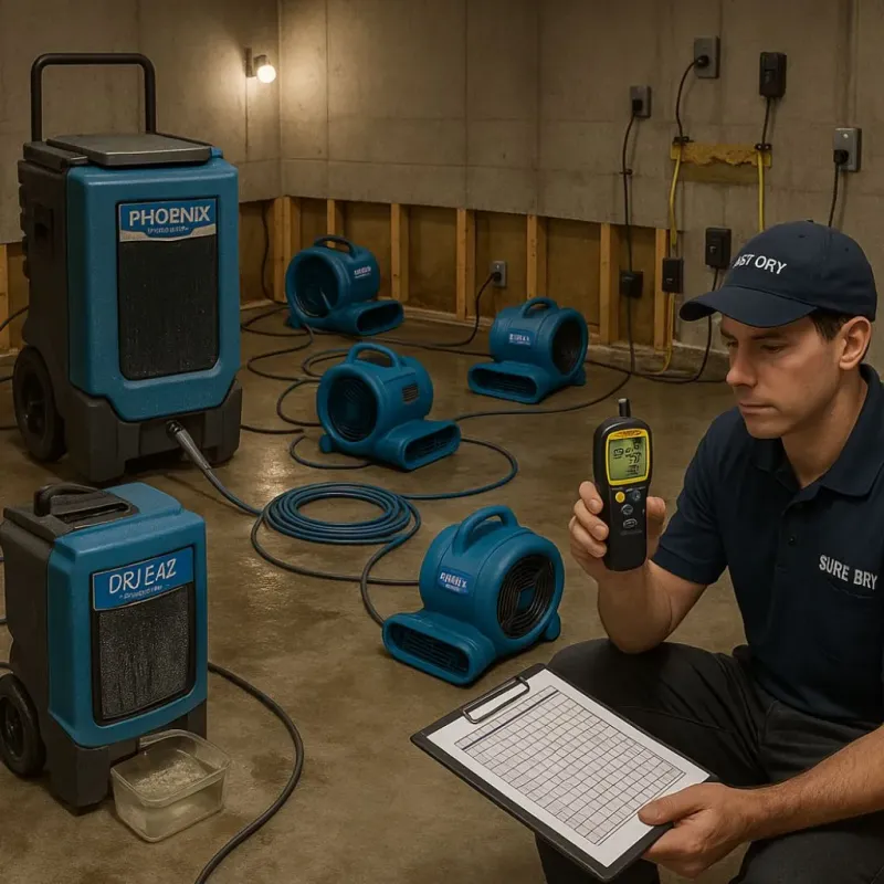 Structural Drying and Dehumidification process in Midland, PA